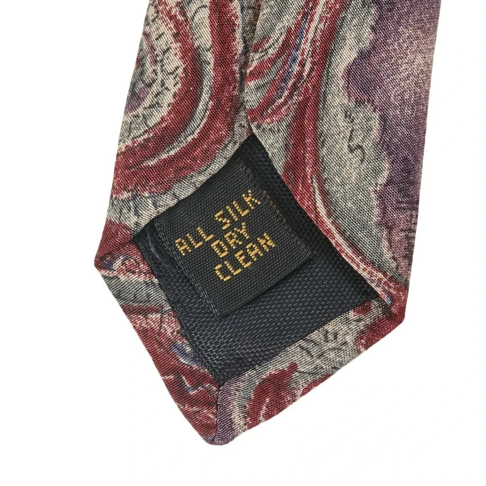 Karl Lagerfeld Vintage Men's Silk Necktie USA Designer Maroon‎ Purple Paisley